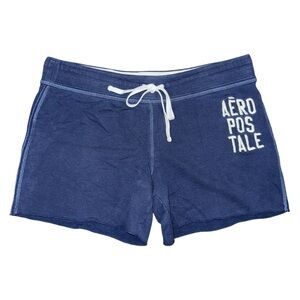 Y2K Aeropostale Cutoff Sweat Shorts Blue Pull On Embroidered Logo Women’s XL